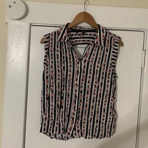 Buffalo ditsy Floral Striped Sleeveless Top Medium